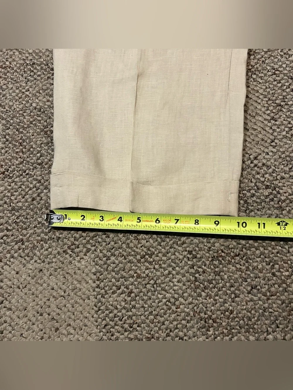Inserch Linen Trousers Mens 44 White Pleated Wide Leg Cuffed Summer Beach Pants